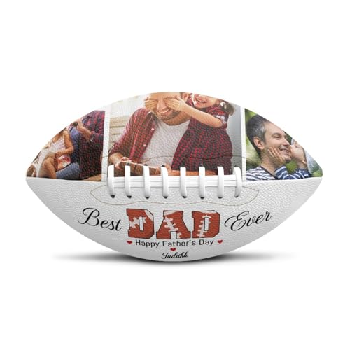 MYZQIFF Best Daddy Ever Personalized Football Fathers Day Festival Gift for Dad Custom Photo Picture Football Fathers Day Birthday Gift for Dad Papa from Daughter Son