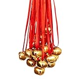 Funny Party Hats Jingle Bell Necklaces - 48 Pc - Bulk Christmas Necklaces - Gold Bell Necklaces