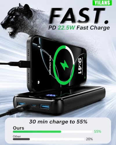 Image of YILANS Portable Charger 50000mAh, 22.5W Power Bank with Built-in 4 Cables | 22.5W Fast Charging, Charges 6 Devices, for Smartphone & Tablet,Gift Ideas,for Frequent Traveler,Commuter,Student