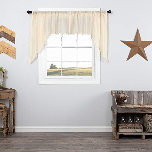 VHC Brands Tobacco Cloth Fringed Farmhouse Decor Kitchen Swag Prairie