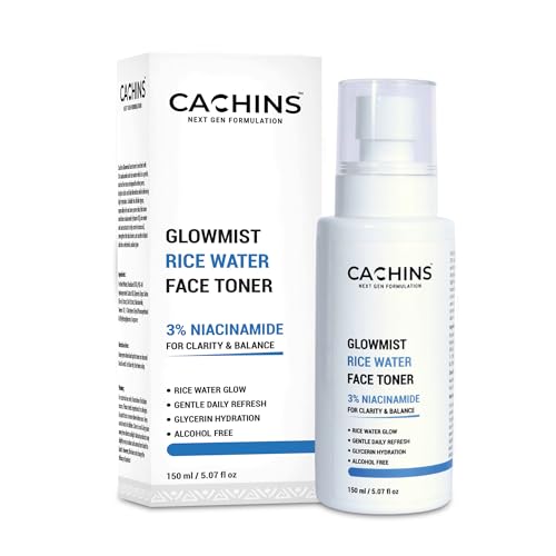 Image of CACHINS GlowMist 3% Niacinamide Rice Water Face Toner - 150ml | Hydrating & Balancing Toner for Clear, Glowing Skin | Alcohol-Free Daily Facial Mist for Women & Men | Helps Minimize Pores & Supports Even Skin Tone