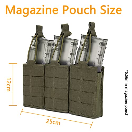 Tactical Mag Pouch for Rifle Laser Cutting Molle Rifle Mag Pouch Triple Mag Pouch Open Top Mag Pouch for Rifle Magazine Holster for Tactical Bag Accessories Holder (RG) - Image 3