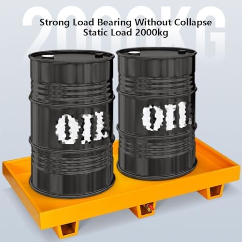 Modular Spill Containment Platform with Drain – Leak-Proof Metal Pallet for Storing Drums for Forklifts, Leak-Proof Wire Mesh Tray for Workshop and Industry, Blue, 12-65x65x15cm