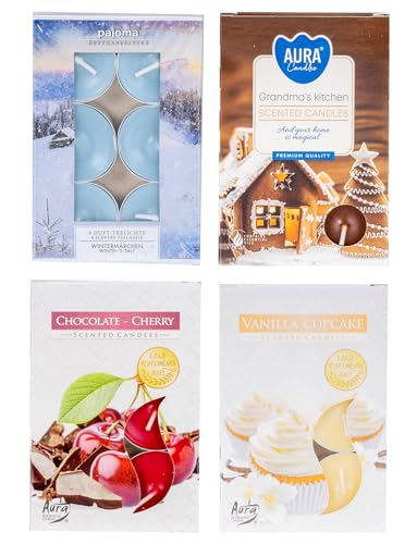 24 Teelichter 4x6 Stück Vanille Schoko Kirsche Wintermärchen...