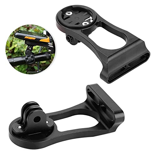 QANYEGN Bike Odometer Comupter, Aluminium Alloy Extension Mount, Adjustable Extension Mount for Cyclists(with Holder + Light Clip-Black)