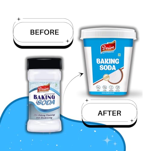 Image of Desire Baking Soda 400 Gram Jar |Pure & Versatile for Baking, Cleaning, and Deodorizing |Perfect for Cakes, Cookies, and Breads|Natural Cleaner for Kitchen, Bathroom, and More