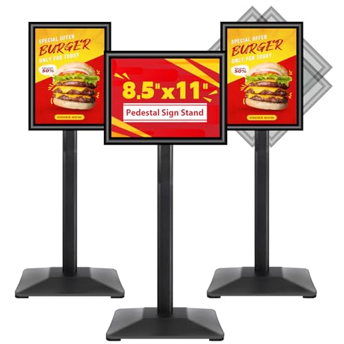 VAIIGO Business & Store Sign Holders 8.5x11inch 3Pack Adjustable Floor Standing Sign Holder with Heavy Duty Display Stand (Black, Silver)