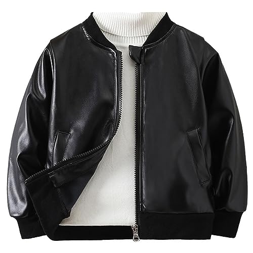 Toddler Kids Boys Jackets Motorcycle Faux Leather Coats Fall Winter Outerwear Coat