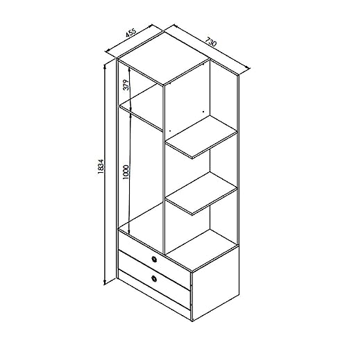 Guarda-roupas Infantil 1 Porta 2 Gavetas Multimóveis Cr35097 Branco/fumê