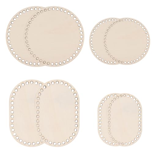 8pcs Wooden Crochet Basket Base, Oval Shape Blank...