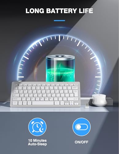 Image of TECKNET Wireless Keyboard and Mouse Combo, Mini Cordless Computer Keyboard and Mouse Set 2.4GHz, Silent Adjustable 1600 DPI, Quiet Click, Lag-Free for Computer, Laptop, PC, Windows, Mac, Chrome OS(SS)