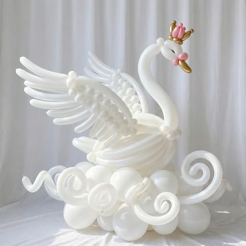 Image of 260 Balloons 100Pcs White Long Balloons for Balloon Garland Thickening Skinny Latex Twisting Balloon for Animals Modeling Christmas Birthday Wedding Party Decoration