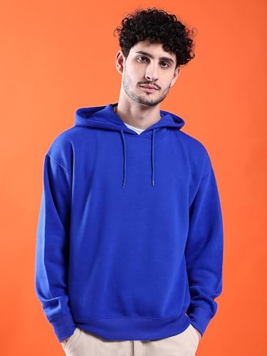 Image of The Indian Garage Co Men Regular Fit Solid Overhead Hooded Sweatshirt