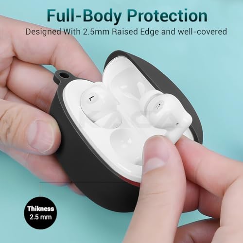 Image of KACA Protective Shockproof Silicone Cover Case with Buckle Compatible with Oppo Enco Air 2 Pro (Black)