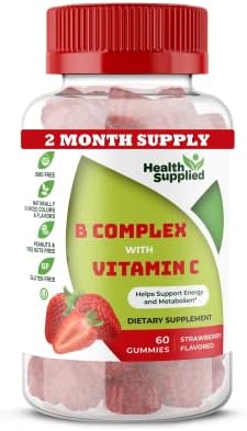 Vitamin B Complex Gummies - Vitamin C - Vitamin B6 - Vitamin B12 - Niacinamide - Folic Acid - Biotin And Calcium - Supports Energy Metabolism And Nerve System Support, Chewable Gummy Chews, Strawberry