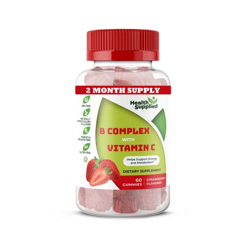 Vitamin B Complex Gummies - Vitamin C - Vitamin B6 - Vitamin B12 - Niacinamide - Folic Acid - Biotin And Calcium - Supports Energy Metabolism And Nerve System Support, Chewable Gummy Chews, Strawberry #TOP15