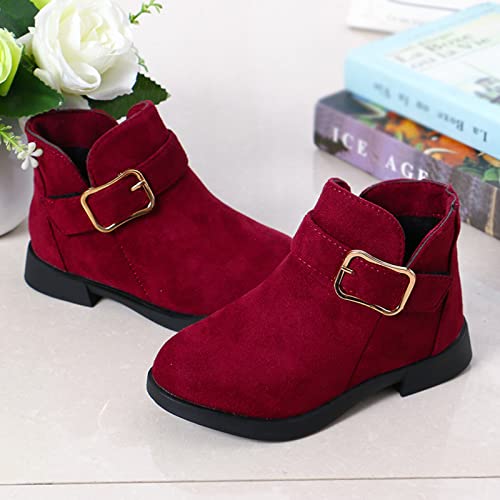 Girls Ankle Boots for Toddler/Little Kids Side Zipper Kids Ankle Booties Low Heel Outdoor Warm Shoes4