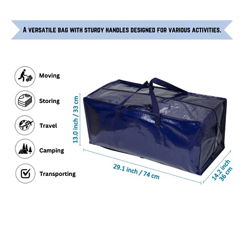 VENO 6 Pack Moving Bags Heavy-Duty Extra Large W/Backpack Straps, Moving House Essentials, Strong Handles & Zips, Clothes Storage, Packing, Laundry Bags, Reusable and Sustainable (Blue, 6 Pack)