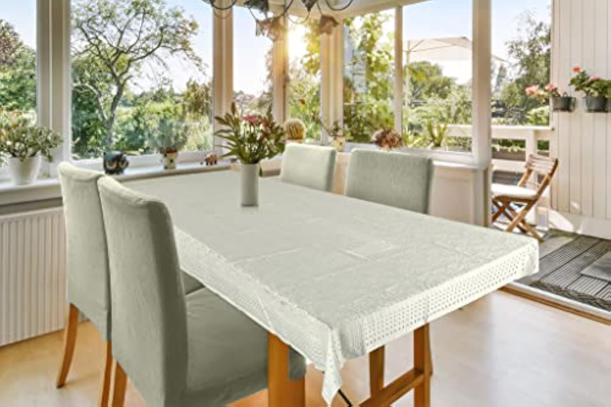 6 Seater Cotton Crochet Centre Net Table Cover, Washable