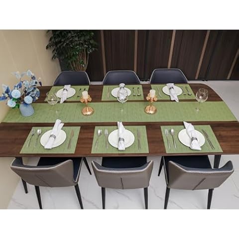 Myir JUN Place Mats and Table Runner, Place Mats Indoor Set of 8 Washable Table Runner Indoor 72 Inch Long Arbitrarily Cropped Table Runner Cover