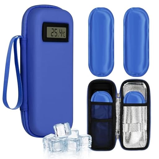 Fefod Estuche Insulina, Nevera Insulina de Viaje con 2 Bolsas de Hielo Refrigerado TSA, Estuche Medicamentos para Diabetes con Visualización de Temperatura para Viajes Largos y Diarios (Azul) | Ya disponible en tu tienda friki favorita! En mundofriki.es!