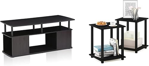 Miniatura 8 de Furinno Jaya Utility Design Mesa auxiliar con soporte de entretenimiento grande para TV de hasta 55 pulgadas, madera negra