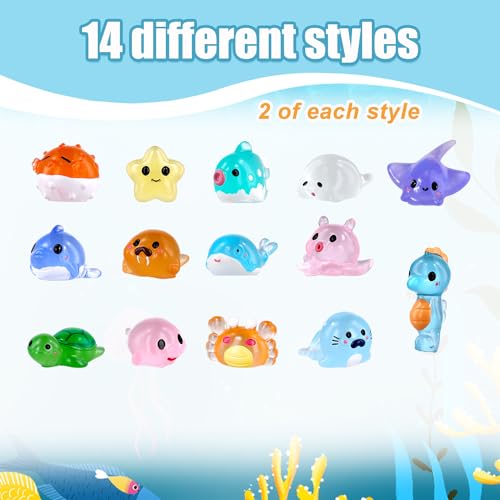 28uds Mini Figuras de Océano, Resina Animales Marinos Miniatura Lindo Mini Bajo El Agua Ajolote Figura Pequeñas Figuras Acuáticas Adorno para Decoración Fiesta de Jardín de Pecera Bricolaje - imagen 3
