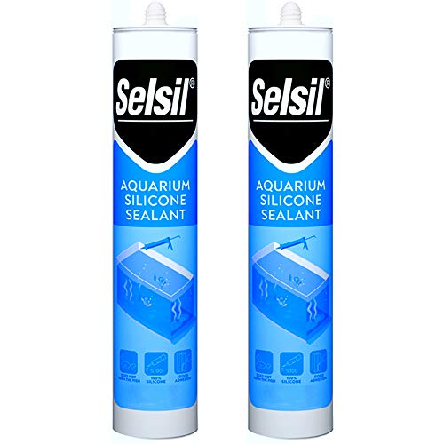 SELSIL Aquarium Silicone Sealant Clear, High Elasticity, Safe for Fish, 100% Solvent Free, 100% Non-Toxic, Fresh and Saltwater, 10.14 Fl oz.(300 ml) Transparent (2)