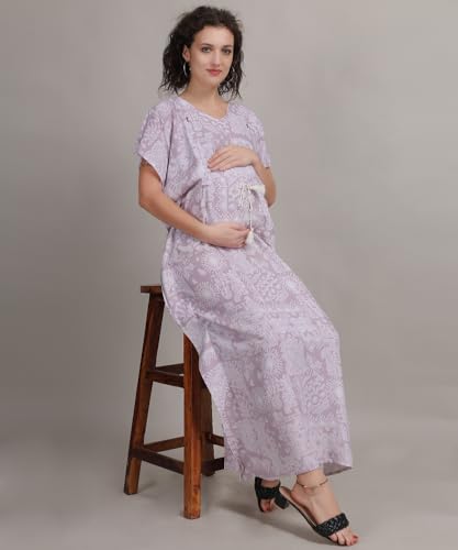 Image of Fabme Women's Printed Kaftan Nursing and Maternity Nighty