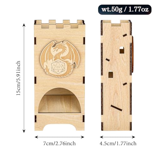 Würfelturm Fantasy, Holz D&D Fliegender Drache würfelturm, Rollenspiele DND zubehör, Tischspiele würfelschale, Brettspiel zubehör, Neue Spieler Geschenk (Keine Würfel enthalten)