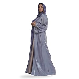 Shehna Hues Collection Designer Abaya,Grey Sheen A...