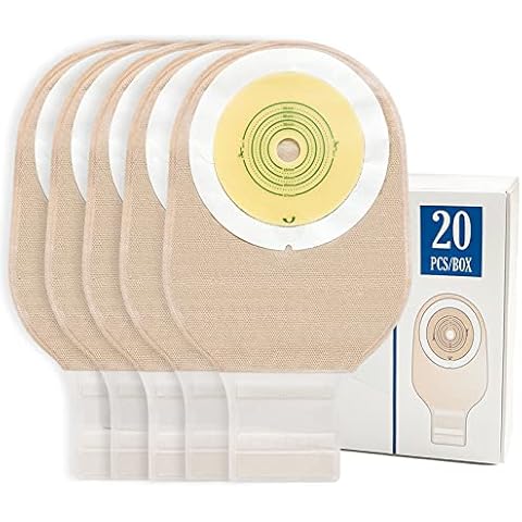 Ceeport Ceeport 20 PCS Urostomy Bag Drainable Pouches with Measure Card, One Piece Ostomy Supplies for Colostomy Ileostomy Stoma Care, Cut-to-Fit Cover