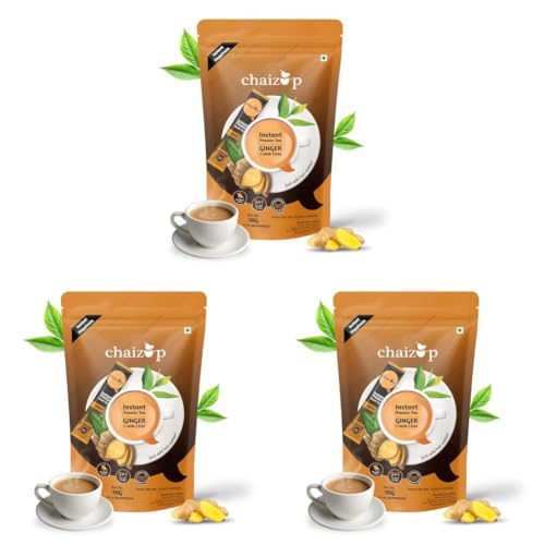 Image of Chaizup Premium 1 Min Instant Ginger Tea Premix - 1kg Poly | Approx. 72 Servings (1Kg, Ginger) (Pack of 3)