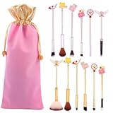 Card-captor Makeup Brushes Set Sakura - 6pcs 7pcs Anime Series Magic Wand Cosmetic Make Up Brush Set Pink Drawstring Bag (Gold-7pcs)