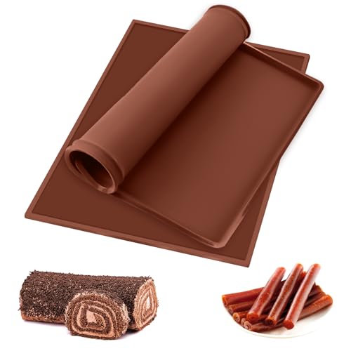2 Piezas Tapetes de Slicona para Rollo, Tapete de Silicona para Pastel de Rollo Suizo, Rollo Suizo Tapete para Pastel, Bandeja Silicona Horno para Hacer Tartas Pasteles Galletas(30,5 X 25,8 X 1 cm)