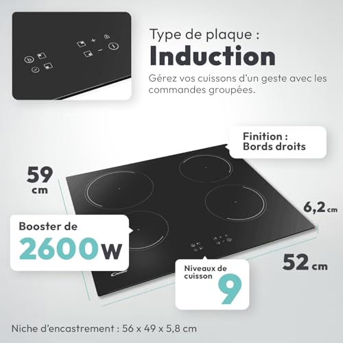 CANDY Table de cuisson induction 4 zones CI642CE1 - vue 7