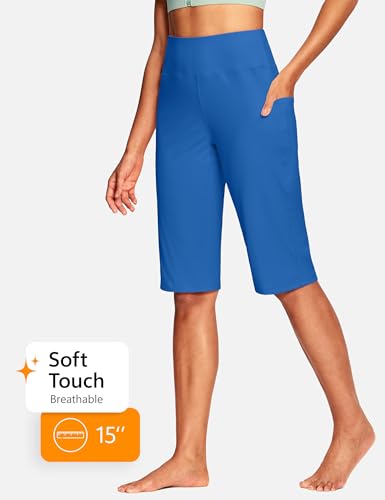 Image of ISEEGZ 15 inch / 18 inch / 21 inch / 25 inch Capri Pants for Women High Waist with Pockets Women's Capris Workout Yoga Pants Loose Straight Leg
