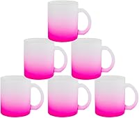 Vista 8 de MR.R Juego de 6 tazas de vidrio rojo esmerilado de 11 onzas con asa para transferencia de revestimiento térmico térmico