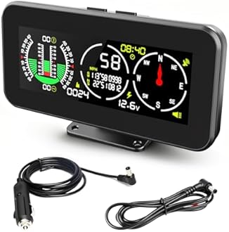 MR CARTOOL M60 Car Inclinometer Digital HUD Pitch Angle Slope Meter MPH KMH GPS Speedometer with Compass for Off-Road SUV Vehicles