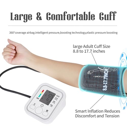 Okaywork tensiometro de brazo digital aparato tension arterial pantalla LCD,medición automática de la presión arterial y el pulso en el brazo con detección arritmias memoria de 2x99 para uso doméstico - imagen 4