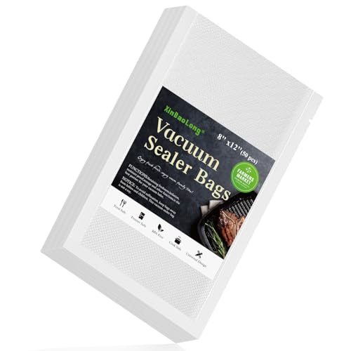 Image of Vacuum Sealer Bags, 8 inch x 12 inch Quart, 50 Pcs | Commercial Grade, BPA Free, Sous Vide Compatible, Puncture Prevention, Kitchen Essentials