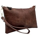 Umhängetasche Damen Klein Handtasche Damen Leder Crossbody Schulter Wristlet Geldbörse Clutch Telefon Kreditkartenfächern mit Trageschlaufe (Veganem Leder Kaffee) – Bild 2