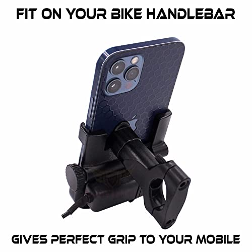 Image of DCZ Full Metal Body Bike & Scooty360 Degree Rotating Mobile Holder Stand for Bike, Scooty,Bicycle | Anti-Vibration /Shake Pads | Mobiles Size Upto 6.5 inch Inch - Random Colors (CNC METEL)