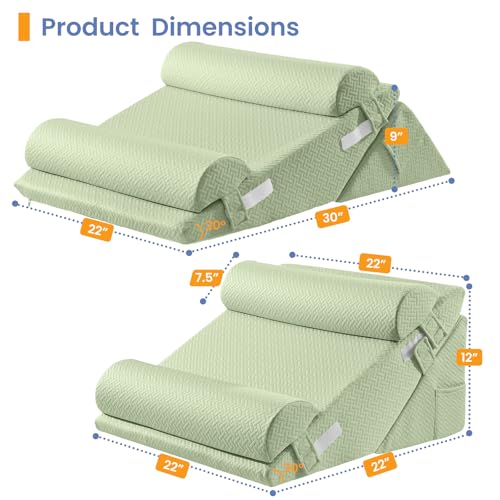 Image of Sasttie Adjustable Wedge Pillow Set for After Surgery, Sage