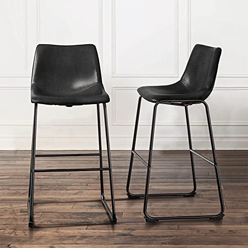Image of Waleaf 30 Inch Counter Height Bar Stools Set of 2, Faux Leather Bar Chairs