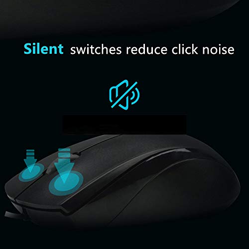 Rapoo Brand 3-Button Wired Usb Optical Noiseless Mouse, Computer Mouse With 1000 Dpi, Compatible With Pc, Mac,Desktop And Laptop (Black) #TOP1