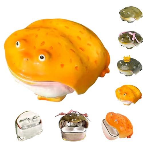 Handmade Unique Frog Design Wireless Earphone Protective Cases,Ugly Frog Anti-Scratch Wireless Earphone Protector,Weird Toad Creative Animals Earbuds Covers for Airpods 4/Pro 3 (Yellow, for 4)