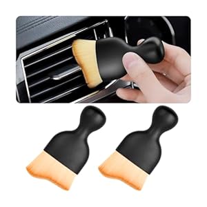 Blilo 2PCS Car Interior Detailing Brush with Dust Cover, Auto Soft Hair Cleaning Brushes, Scratch Free Curved Dirt Collectors, for Vehicle Dashboard Air Conditioner Vents Leather Computer (Brown/2PCS)