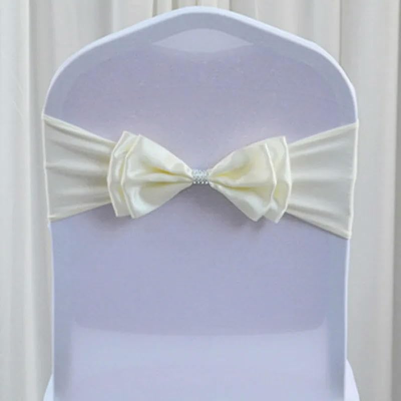 TEWAX 10 pz/50 pezzi in raso per sedia, fascia elastica per sedia, per banchetto, hotel, festa di compleanno, decorazione, 13 x 35 cm