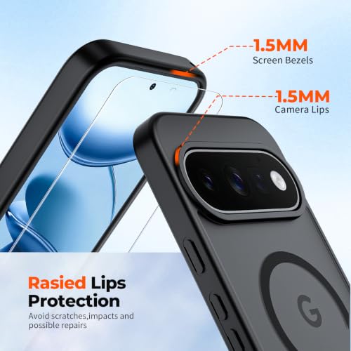 Image of SUPFINE Magnetic for Google Pixel 11 Pro XL Case - Black | With Screen Protector,Translucent Matte,Built-in Magnets,Military Grade Drop Protection,Shockproof Phone Cover